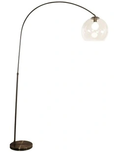 Large Arc Floor Lamp with Acrylic Shade Antique Brass