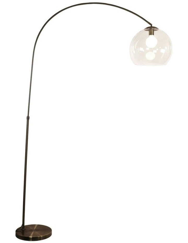 Large Arc Floor Lamp with Acrylic Shade Antique Brass image 1