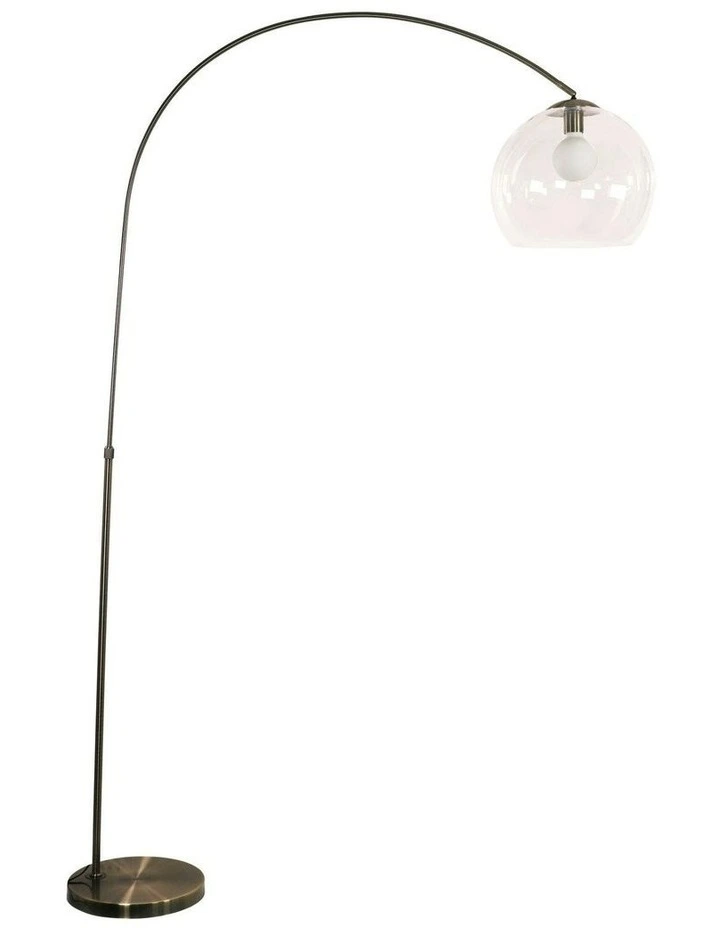 Large Arc Floor Lamp with Acrylic Shade Antique Brass image 2