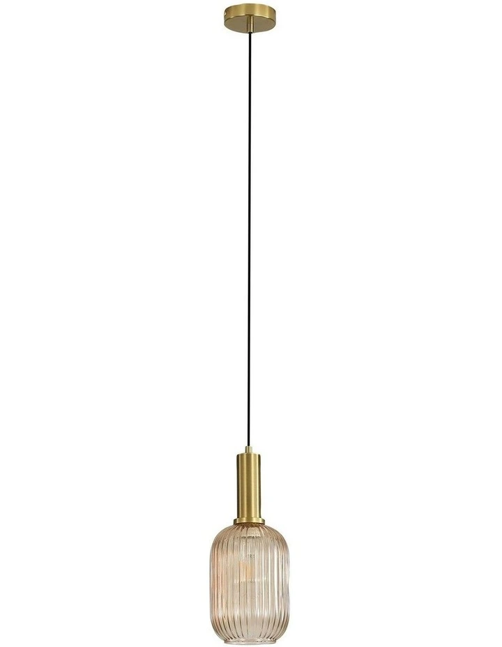 Luxe 130 Ribbed Glass Pendant Light Amber image 1