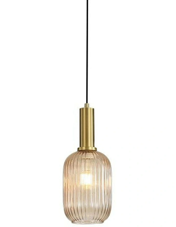 Luxe 130 Ribbed Glass Pendant Light Amber image 3