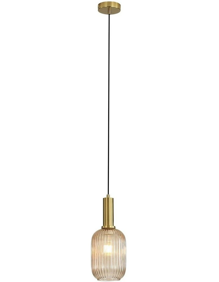 Luxe 130 Ribbed Glass Pendant Light Amber image 4