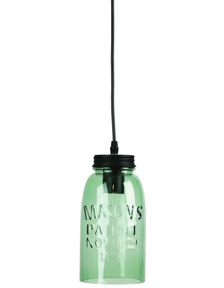 Mason Vintage Jar Pendant Green image 2