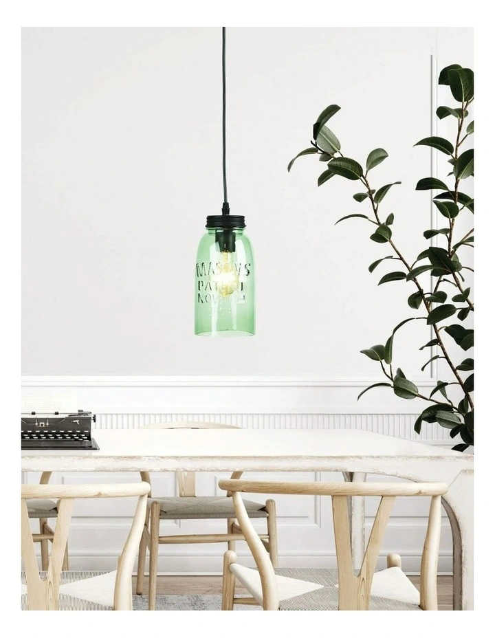 Mason Vintage Jar Pendant Green image 3