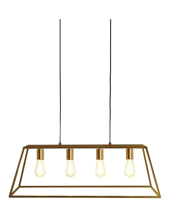 Wainscott Hamptons Style Classic Pendant Light Satin Brass 4lt image 1