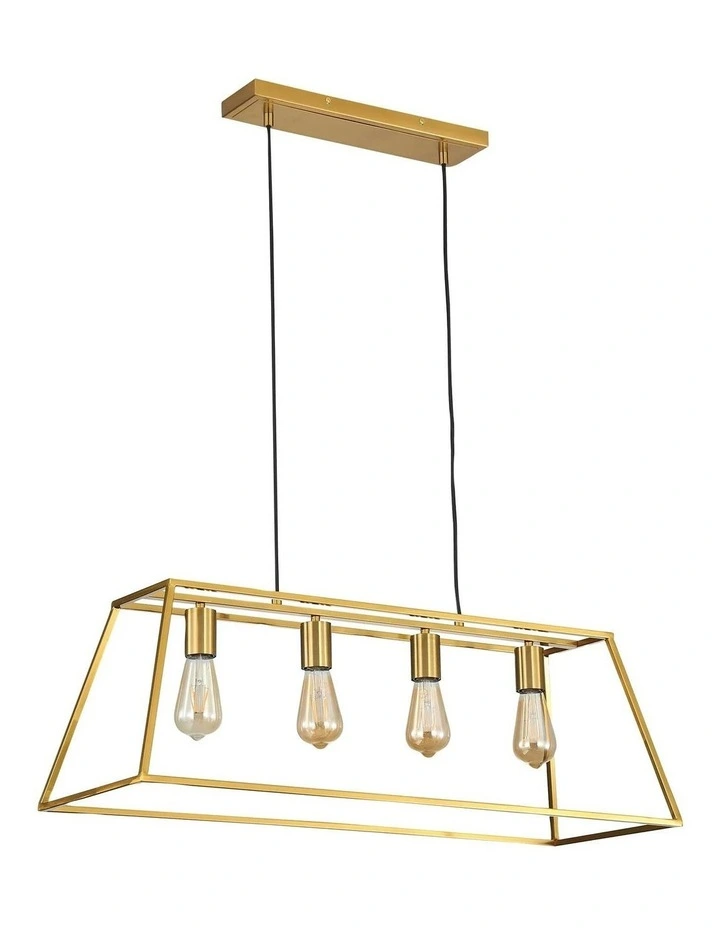 Wainscott Hamptons Style Classic Pendant Light Satin Brass 4lt image 2