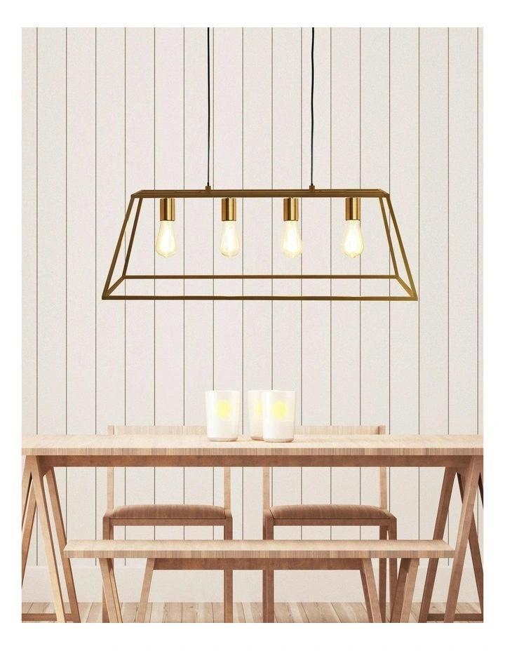 Wainscott Hamptons Style Classic Pendant Light Satin Brass 4lt image 3