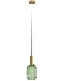 Luxe 130 Ribbed Glass Pendant Light Green