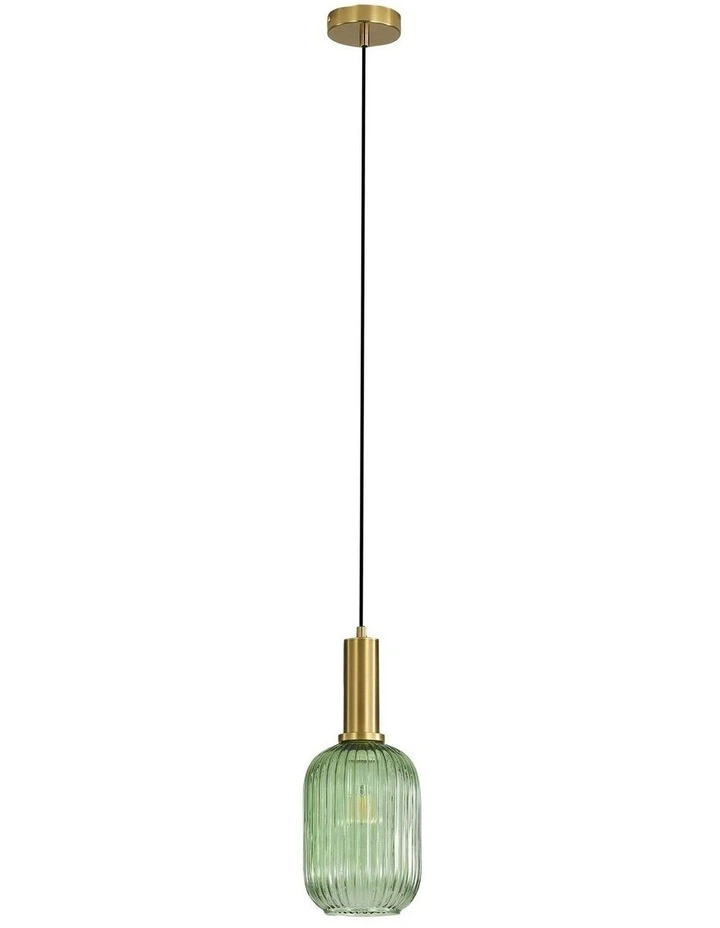Luxe 130 Ribbed Glass Pendant Light Green image 1