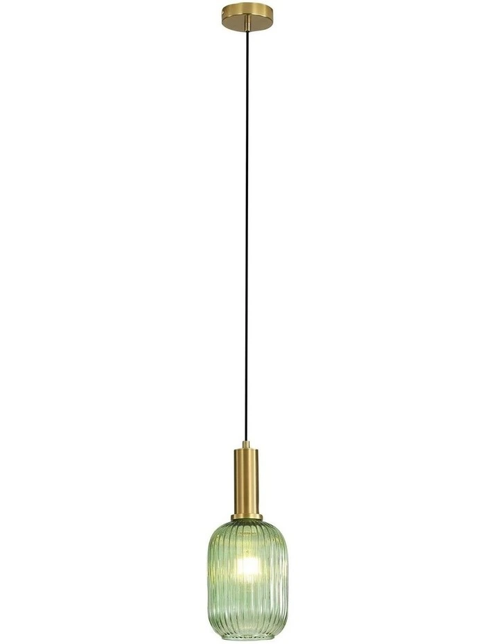 Luxe 130 Ribbed Glass Pendant Light Green image 2
