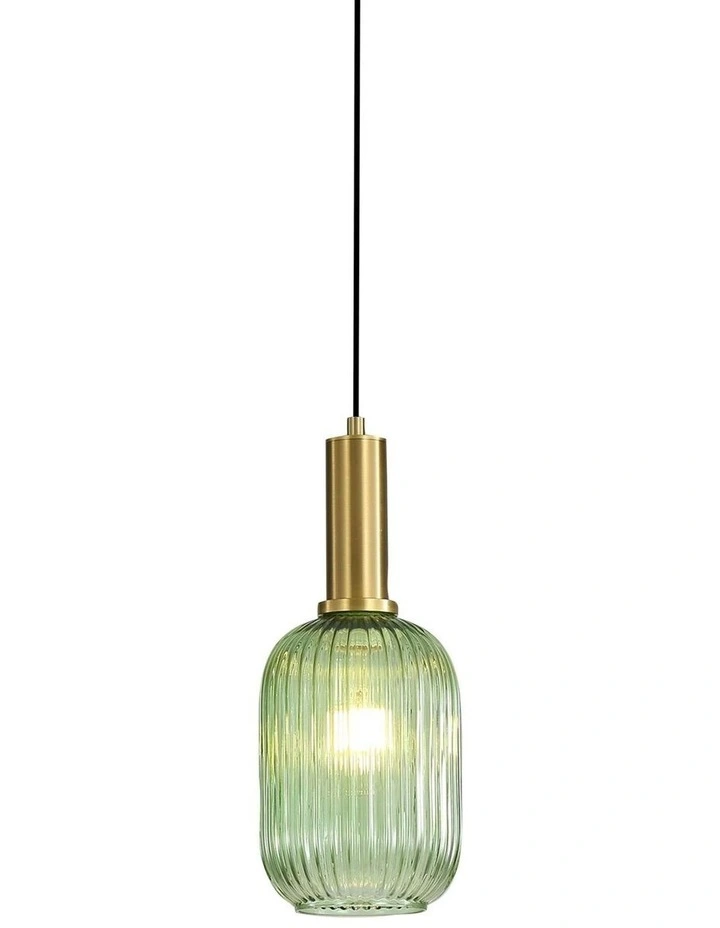 Luxe 130 Ribbed Glass Pendant Light Green image 3