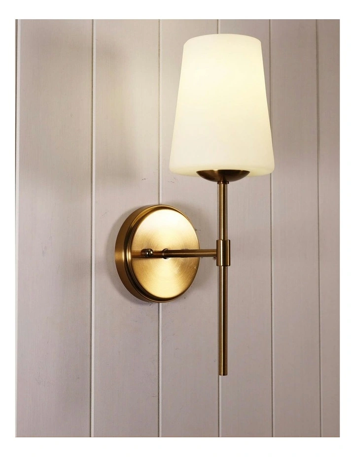 Kinbury Glass Wall Light Satin Brass image 2