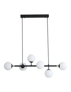 Eva 6 Light Opal Glass Pendant Light Black