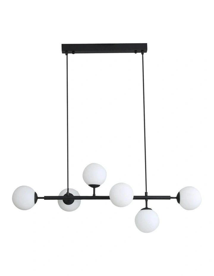 Eva 6 Light Opal Glass Pendant Light Black image 1
