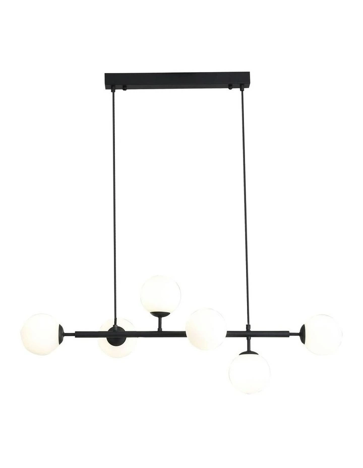 Eva 6 Light Opal Glass Pendant Light Black image 2