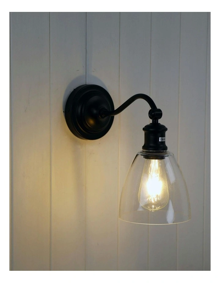 Warwick Wall Light Black/Clear image 2