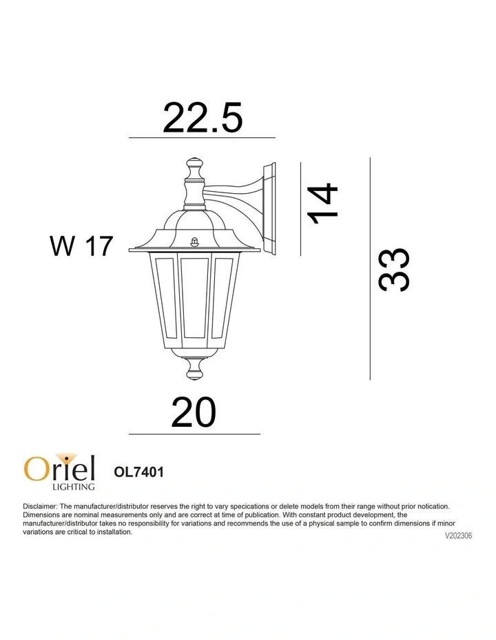 Ascot Traditional Outdoor Wall Light Up Black image 3