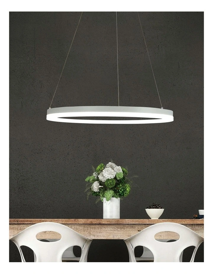 Cronus Modern Tricolour LED Halo Pendant Light White 60cm image 3