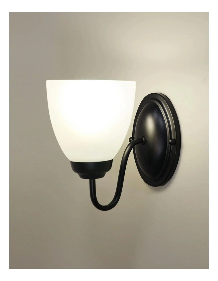 Rochester Traditional Glass Wall Light Black 1lt image 2