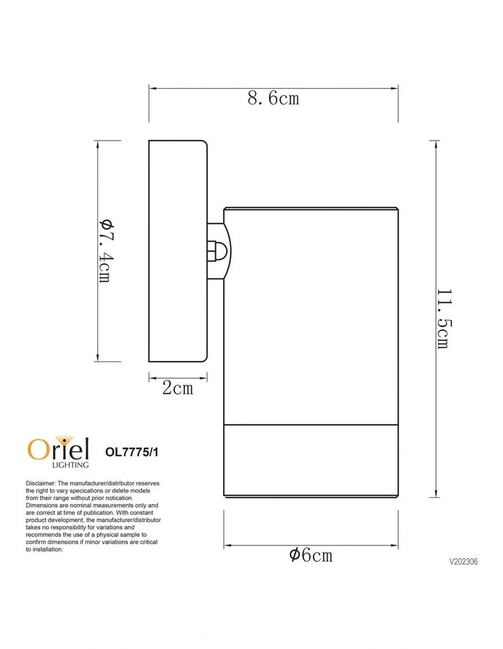 Zeta Single LED Ready Wall Light Black 1lt image 2