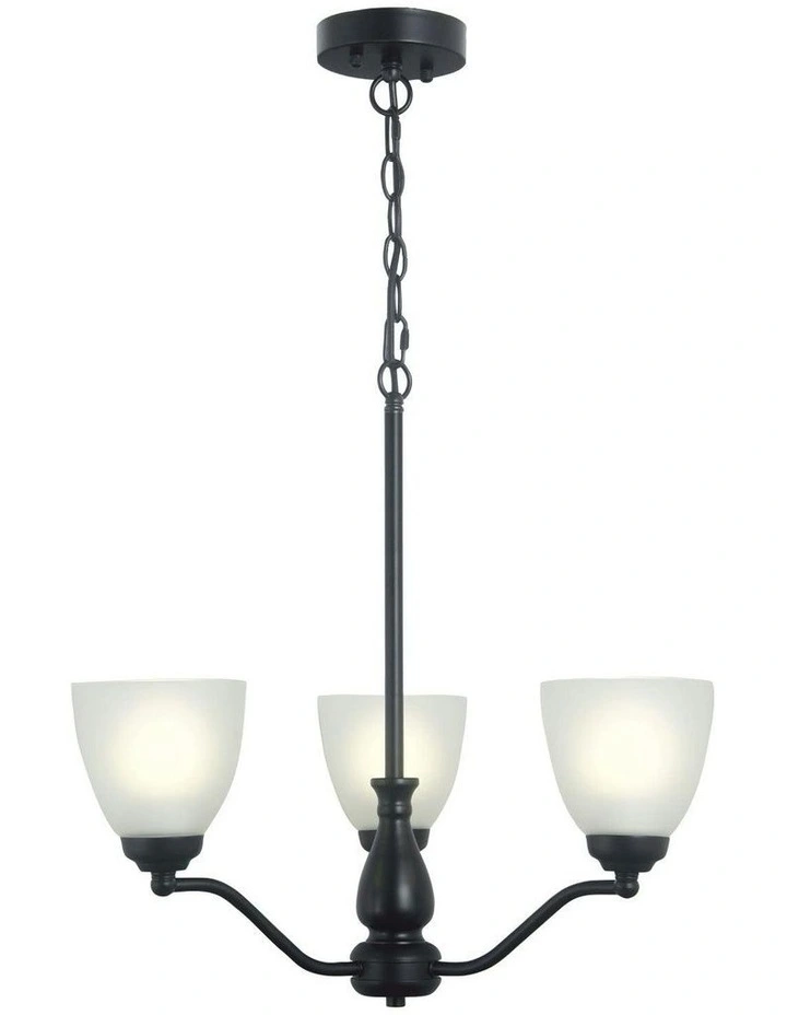 Rochester Traditional Glass Pendant Light Black 3lt image 1