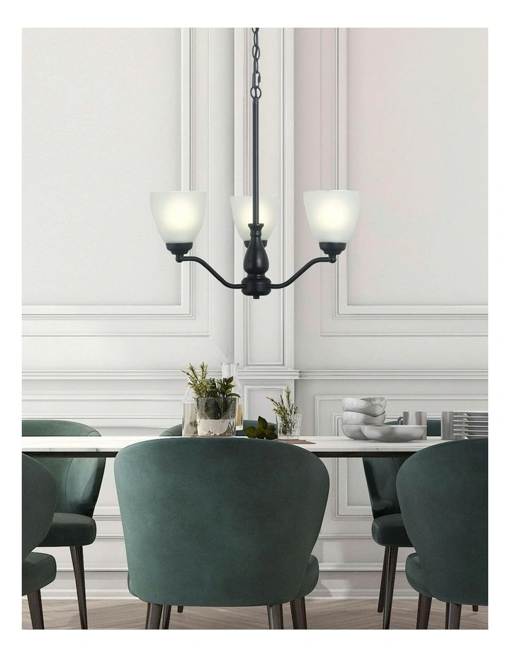 Rochester Traditional Glass Pendant Light Black 3lt image 2