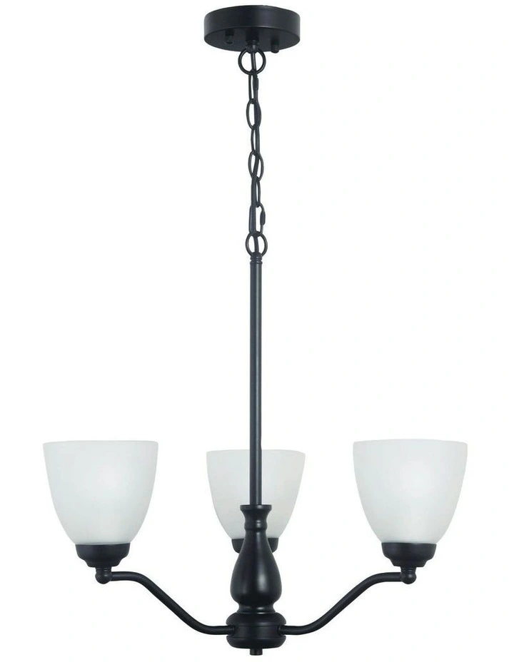 Rochester Traditional Glass Pendant Light Black 3lt image 3