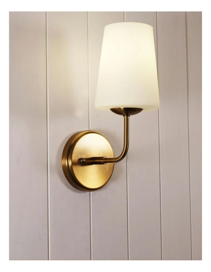 Hopley Glass Wall Light Satin Brass image 3