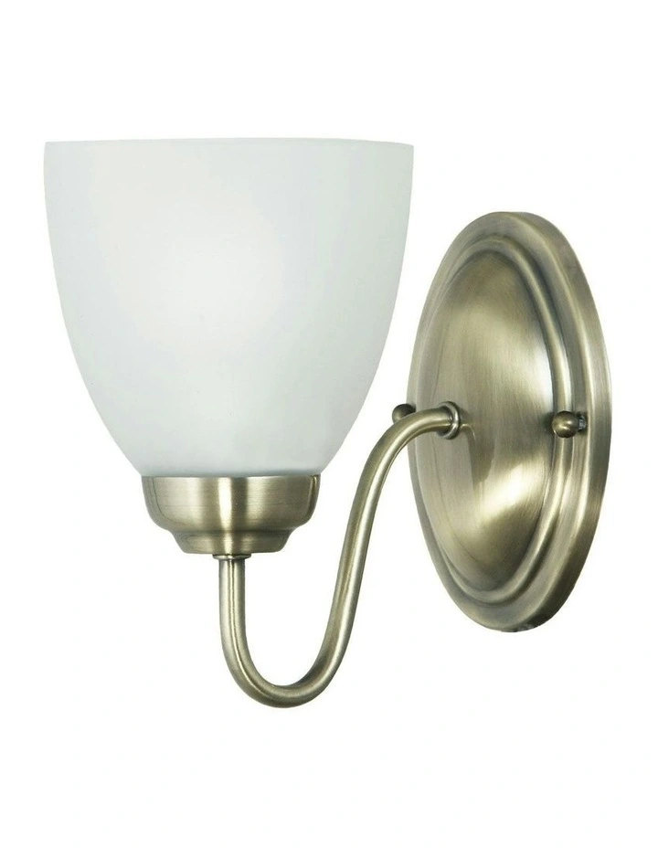 Rochester Traditional Glass Wall Light Antique Brass 1lt image 1