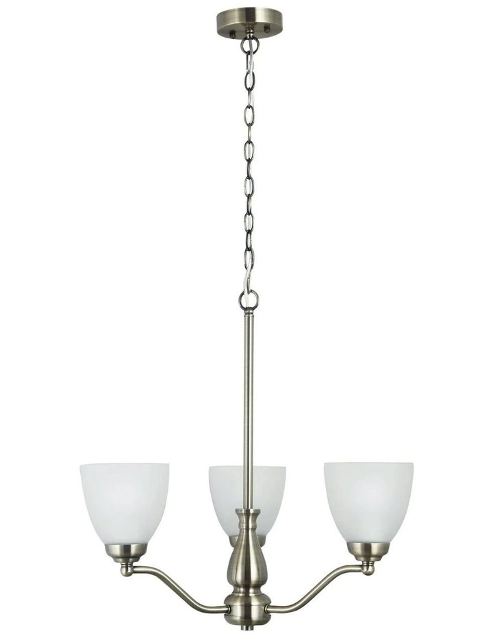 Rochester Traditional Glass Pendant Light Antique Brass 3lt image 1