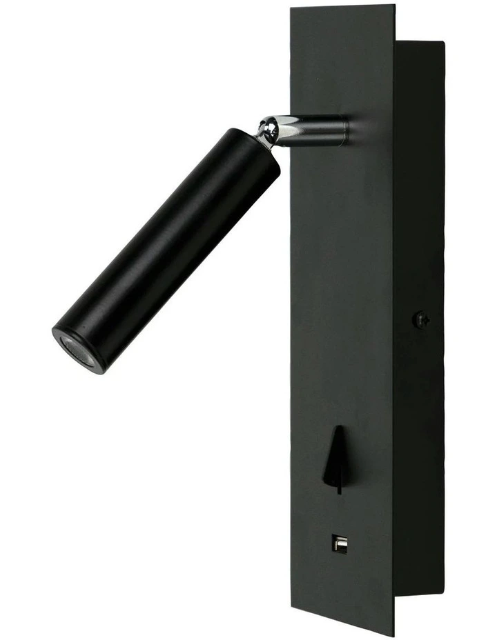 Hotel 3w LED Spot With Usb & Switch Black image 1