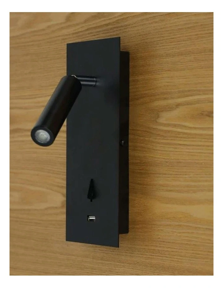 Hotel 3w LED Spot With Usb & Switch Black image 2