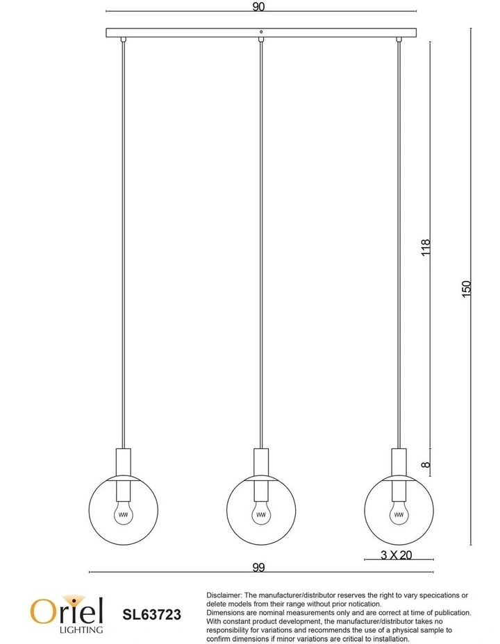 Legarno Trilight 3 Light Pendant Light Clear Glass image 3
