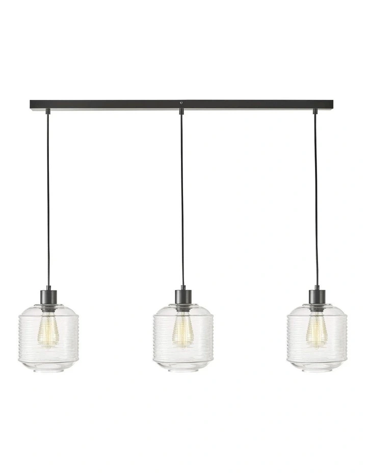 Marconi Trilight 3 Light Pendant Light Clear Glass image 1