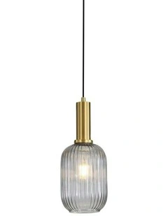 Luxe 130 Ribbed Glass Pendant Light Smoke