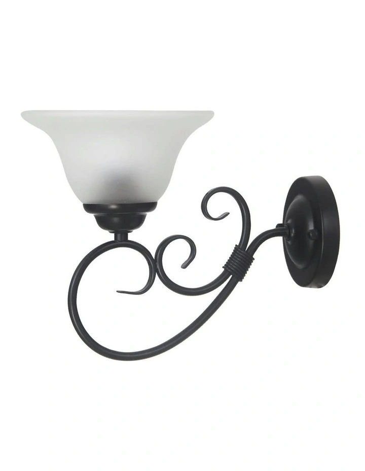 Gaston Ii Traditional Frost Wall Light Black image 1
