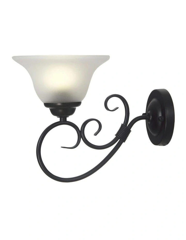 Gaston Ii Traditional Frost Wall Light Black image 2
