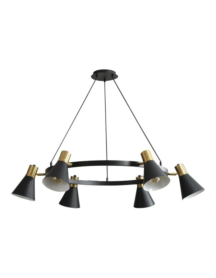Norbert 6lt Round Spot Pendant Light Satin Brass image 1