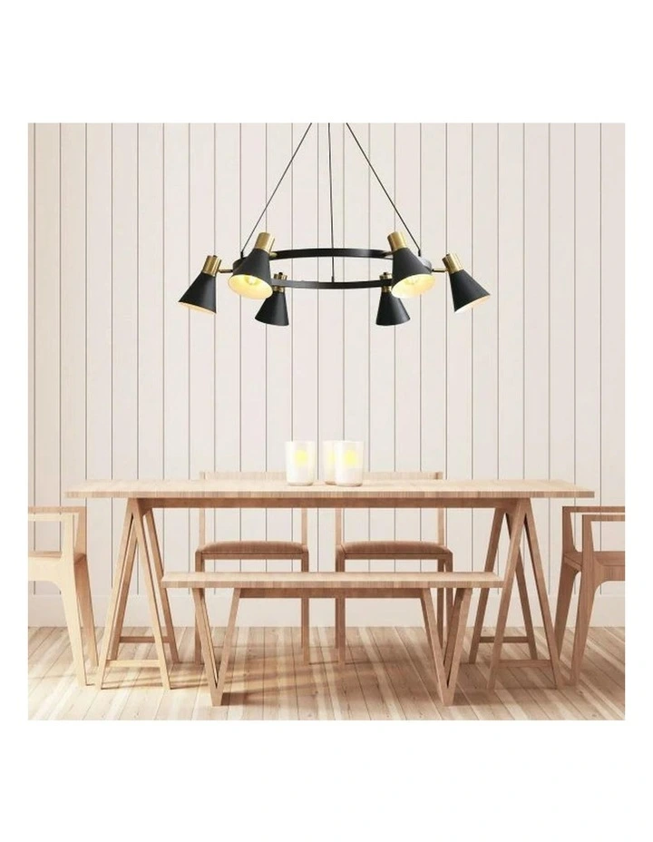 Norbert 6lt Round Spot Pendant Light Satin Brass image 3