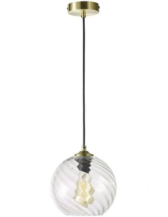 Twist Single Pendant Light Clear Glass 20cm