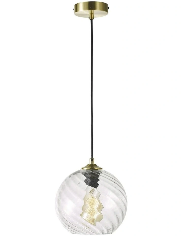 Twist Single Pendant Light Clear Glass 20cm image 1