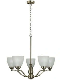 Rochester Traditional Glass Pendant Light Antique Brass 5lt