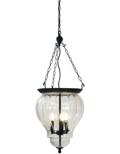 Newham Traditional Glass Pendant Light Black