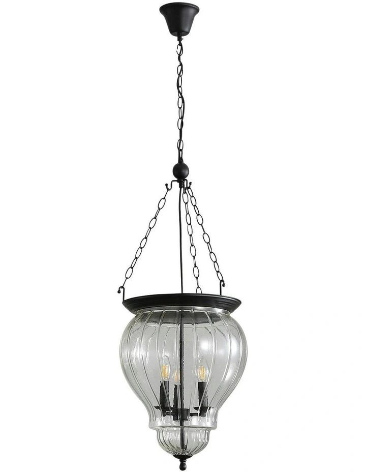 Newham Traditional Glass Pendant Light Black image 2