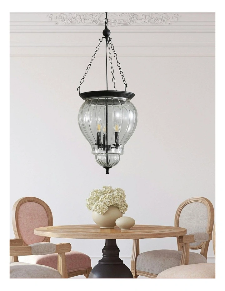 Newham Traditional Glass Pendant Light Black image 3