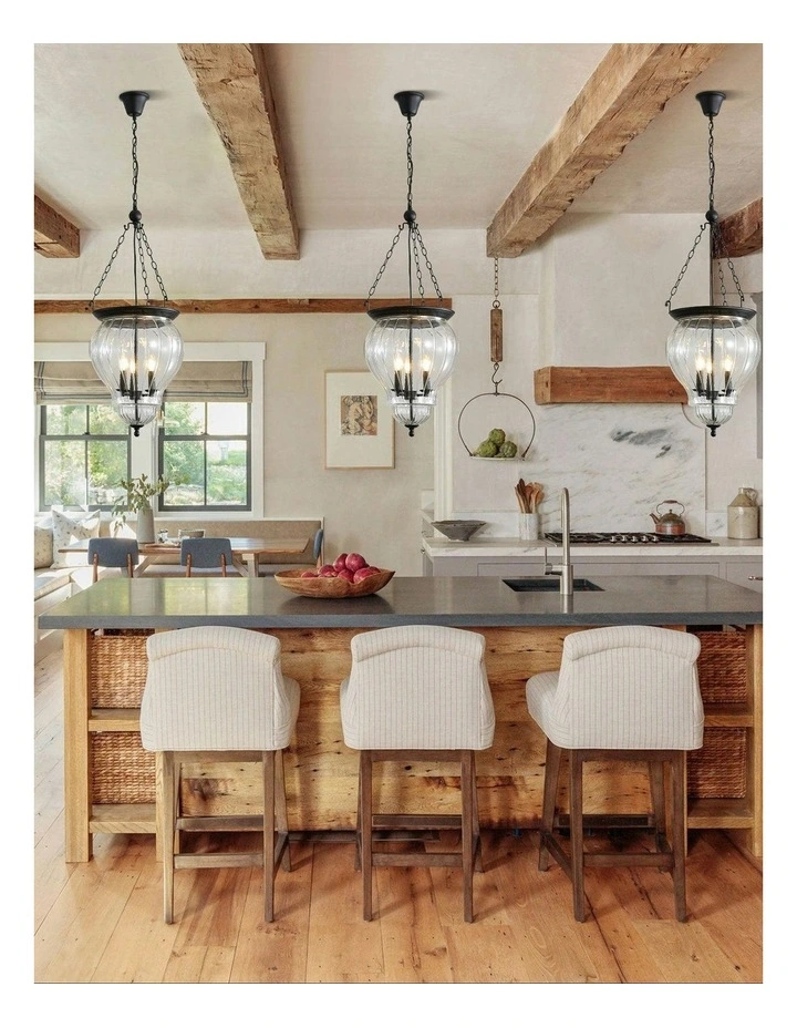 Newham Traditional Glass Pendant Light Black image 4