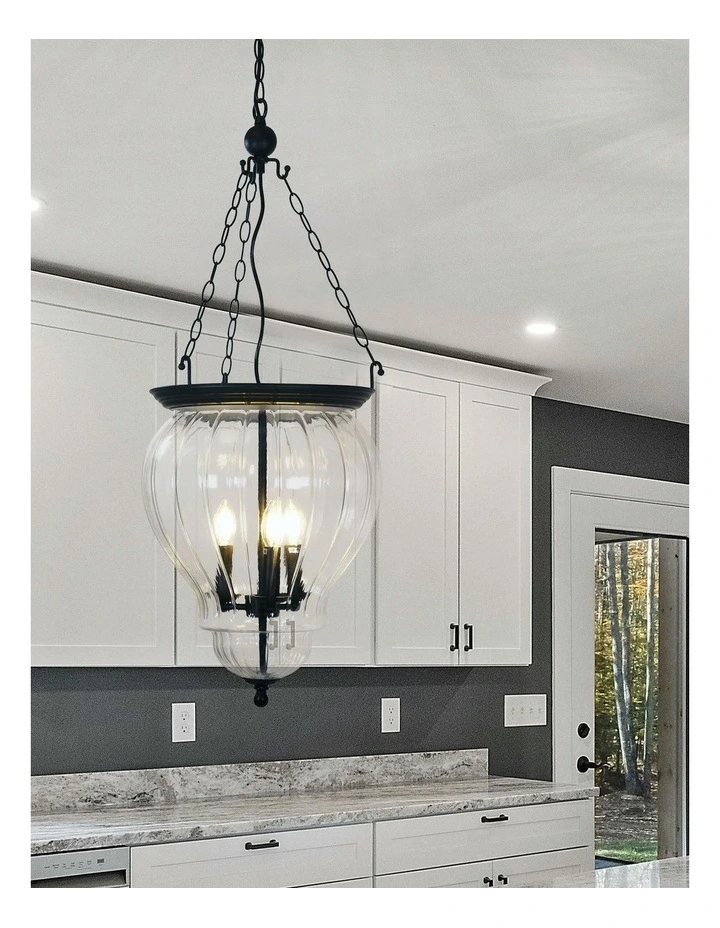 Newham Traditional Glass Pendant Light Black image 5