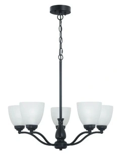 Rochester Traditional Glass Pendant Light Black 5lt
