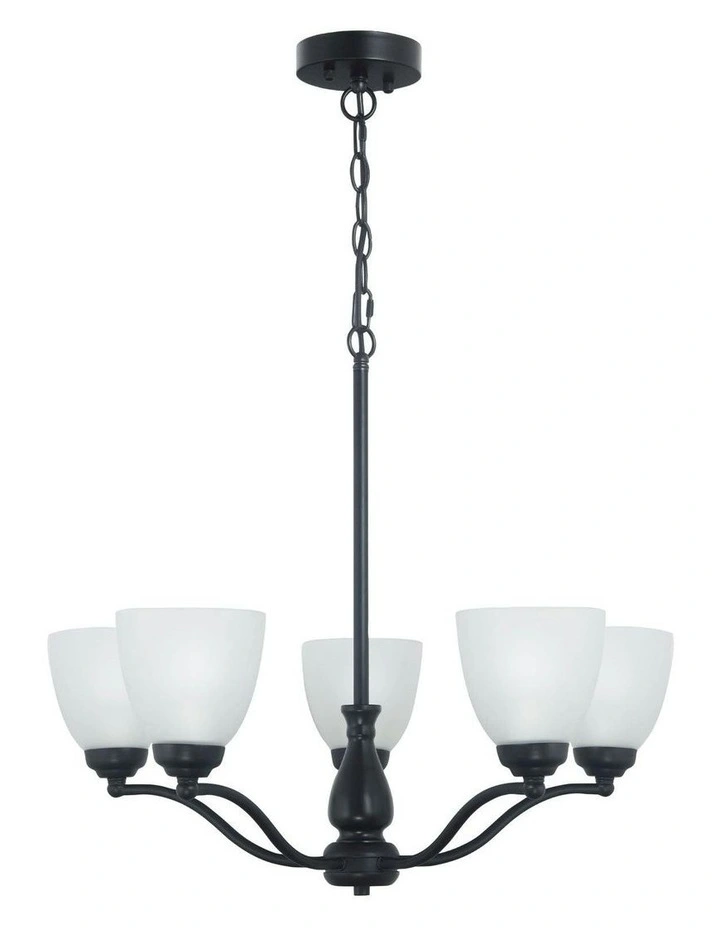 Rochester Traditional Glass Pendant Light Black 5lt image 1