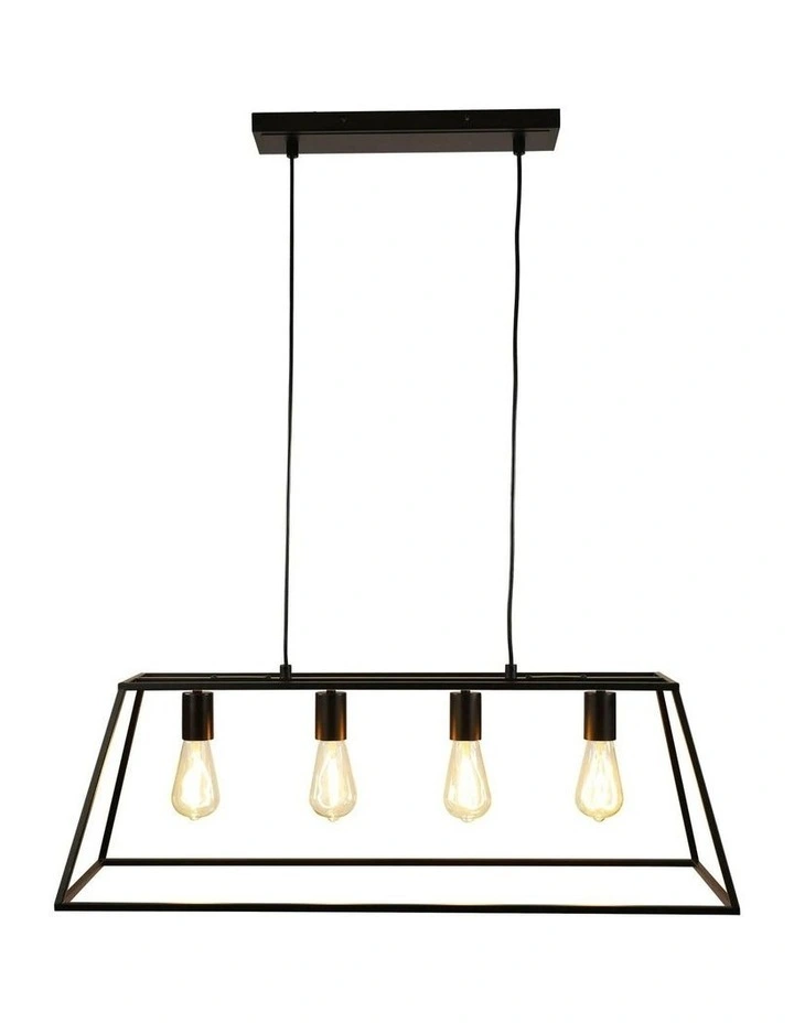 Wainscott Hamptons Style Classic Pendant Light Black 4lt image 1
